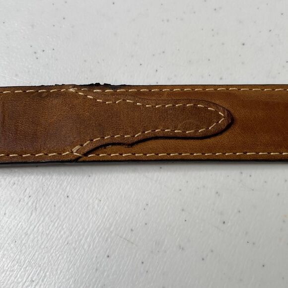 Nocona Western Full-Grain Leather Rodeo Belt with Silver Bull Rider Buckle - Picture 14 of 16